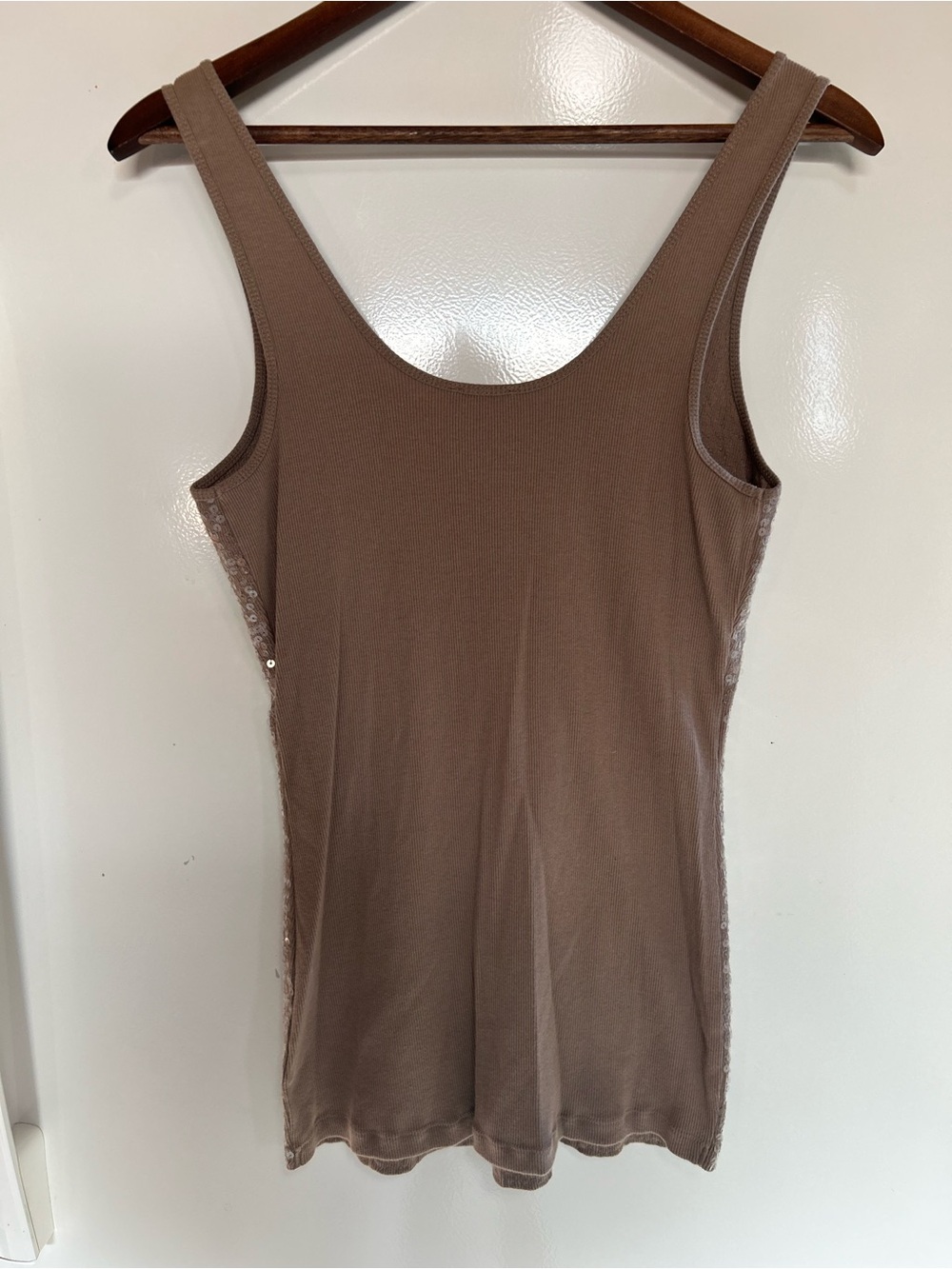 Express Taupe Sequined Tank Sz L - Picture 7 of 8